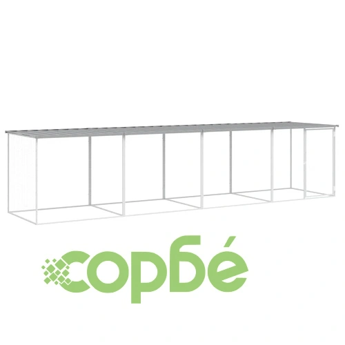 Клетка за пилета с покрив светлосива 403x98x90 см стомана ➤ топ цена ➤ sorbe.bg