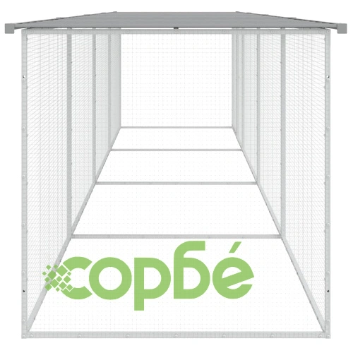 Клетка за пилета с покрив светлосива 403x98x90 см стомана ➤ топ цена ➤ sorbe.bg