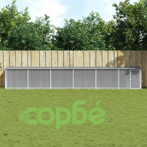 Клетка за пилета с покрив светлосива 603x98x90 см стомана ➤ топ цена ➤ sorbe.bg