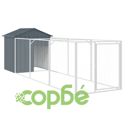 Кучешка къща с покрив, антрацит, 117x405x123 см, стомана ➤ топ цена ➤ sorbe.bg