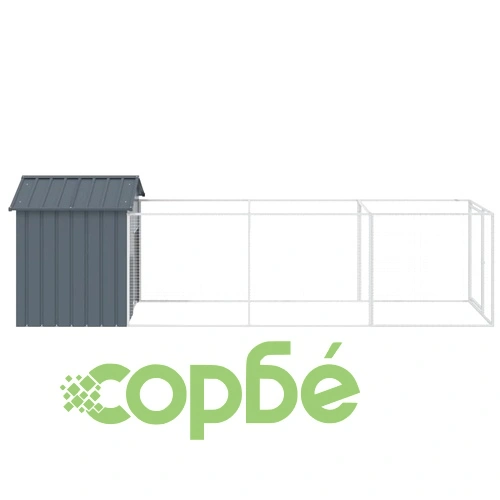 Кучешка къща с покрив, антрацит, 117x405x123 см, стомана ➤ топ цена ➤ sorbe.bg