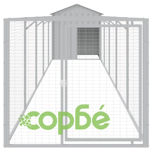 Кучешка къща с покрив, светлосива, 117x609x123 см, стомана ➤ топ цена ➤ sorbe.bg