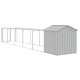 Кучешка къща с покрив, светлосива, 117x609x123 см, стомана