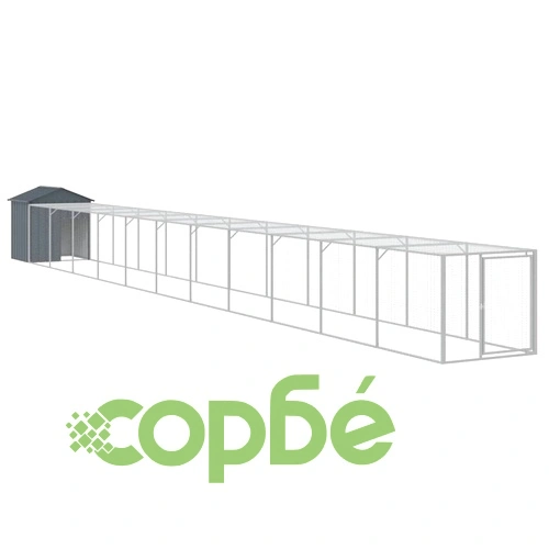 Клетка за пилета с волиера, антрацит, 117x1221x123 см, стомана ➤ топ цена ➤ sorbe.bg