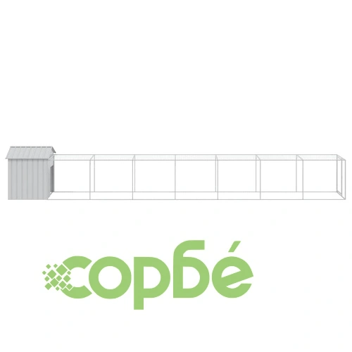 Клетка за пилета с волиера, светлосива, 117x813x123 см, стомана ➤ топ цена ➤ sorbe.bg