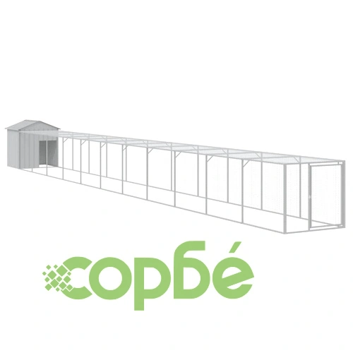 Клетка за пилета с волиера светлосива 117x1221x123 см стомана ➤ топ цена ➤ sorbe.bg