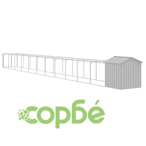 Клетка за пилета с волиера светлосива 117x1221x123 см стомана ➤ топ цена ➤ sorbe.bg