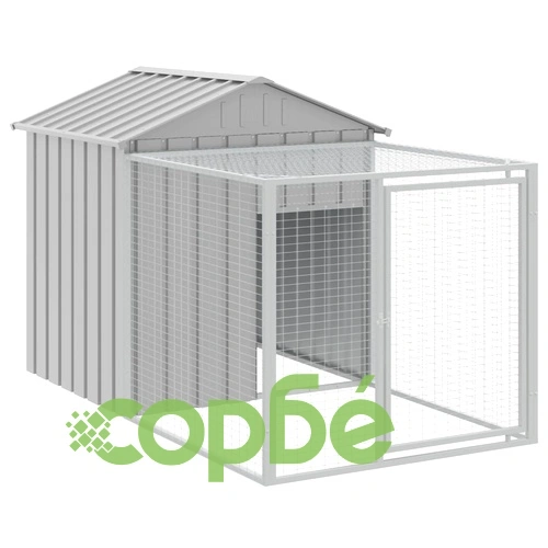 Клетка за пилета с волиера светлосива 117x1221x123 см стомана ➤ топ цена ➤ sorbe.bg