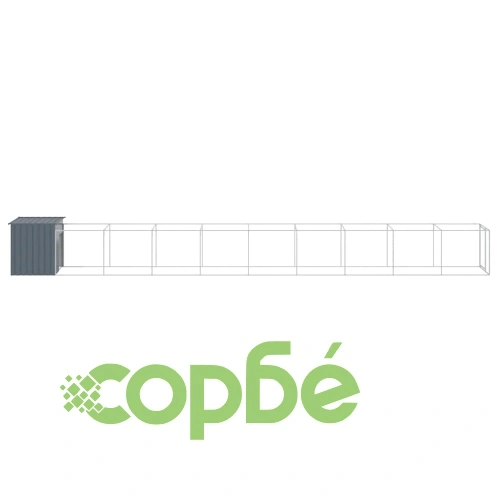 Кучешка къща с волиера, антрацит, 110x1017x110 см, стомана ➤ топ цена ➤ sorbe.bg