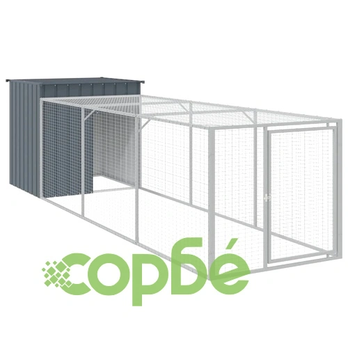 Клетка за пилета с волиера, 110x405x110 см, поцинкована стомана ➤ топ цена ➤ sorbe.bg