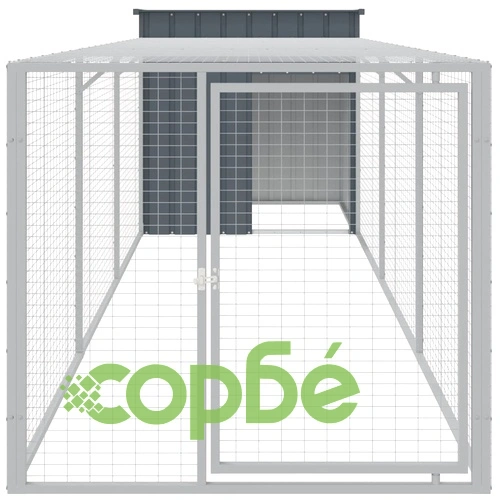 Клетка за пилета с волиера, 110x405x110 см, поцинкована стомана ➤ топ цена ➤ sorbe.bg