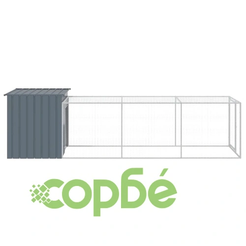 Клетка за пилета с волиера, 110x405x110 см, поцинкована стомана ➤ топ цена ➤ sorbe.bg