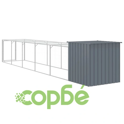 Клетка за пилета с волиера, 110x609x110 см, поцинкована стомана ➤ топ цена ➤ sorbe.bg