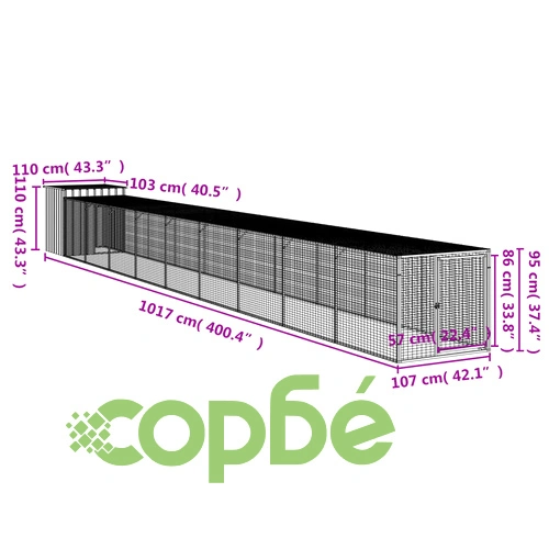 Клетка за пилета с волиера 110x1017x110 см поцинкована стомана ➤ топ цена ➤ sorbe.bg
