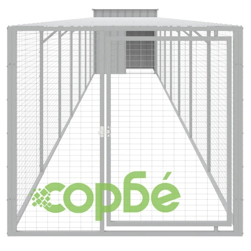 Клетка за пилета с волиера, светлосива, 110x813x110 см, стомана ➤ топ цена ➤ sorbe.bg