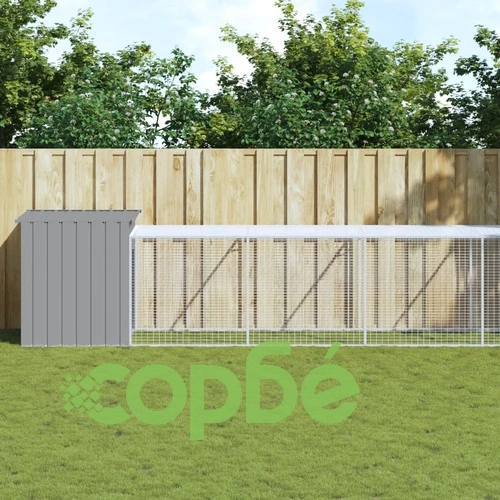 Клетка за пилета с волиера, светлосива, 110x813x110 см, стомана ➤ топ цена ➤ sorbe.bg