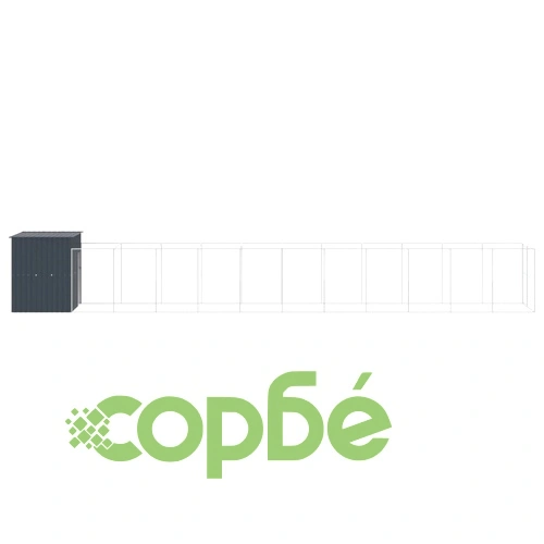 Кучешка къща с волиера, антрацит, 165x1271x181 см, стомана ➤ топ цена ➤ sorbe.bg