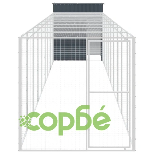 Клетка за пилета с волиера, антрацит, 165x1067x181 см, стомана ➤ топ цена ➤ sorbe.bg