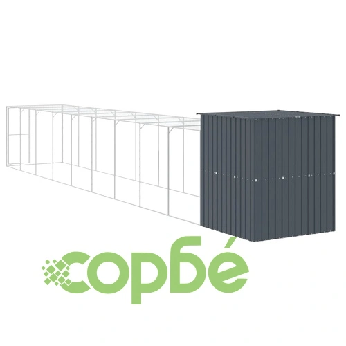 Клетка за пилета с волиера, антрацит, 165x1067x181 см, стомана ➤ топ цена ➤ sorbe.bg