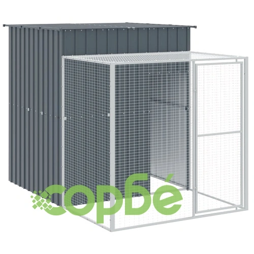 Клетка за пилета с волиера, антрацит, 165x1067x181 см, стомана ➤ топ цена ➤ sorbe.bg