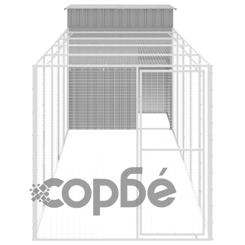 Клетка за пилета с волиера, светлосива, 165x659x181 см, стомана ➤ топ цена ➤ sorbe.bg