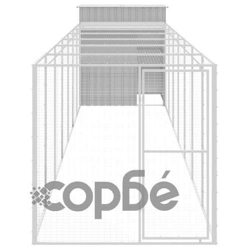 Клетка за пилета с волиера, светлосива, 165x863x181 см, стомана ➤ топ цена ➤ sorbe.bg