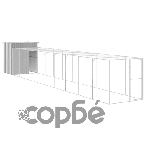 Клетка за пилета с волиера, светлосива, 165x1067x181 см стомана ➤ топ цена ➤ sorbe.bg