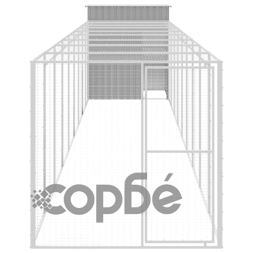 Клетка за пилета с волиера, светлосива, 165x1067x181 см стомана ➤ топ цена ➤ sorbe.bg