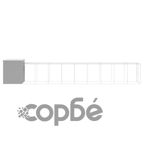 Клетка за пилета с волиера, светлосива, 165x1067x181 см стомана ➤ топ цена ➤ sorbe.bg