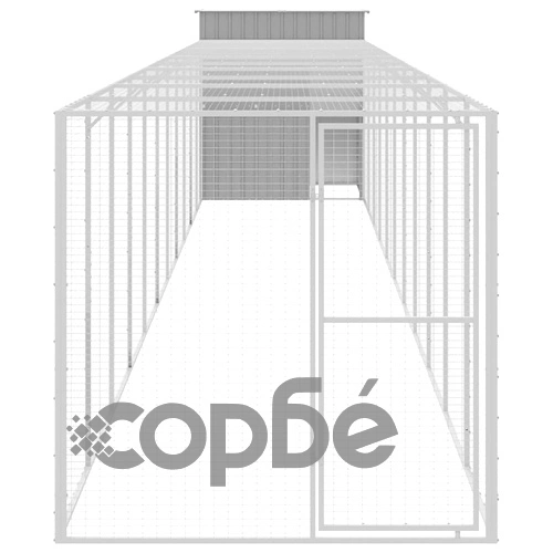 Клетка за пилета с волиера, светлосива, 165x1271x181 см стомана ➤ топ цена ➤ sorbe.bg