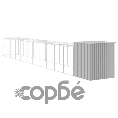 Клетка за пилета с волиера, светлосива, 165x1271x181 см стомана ➤ топ цена ➤ sorbe.bg