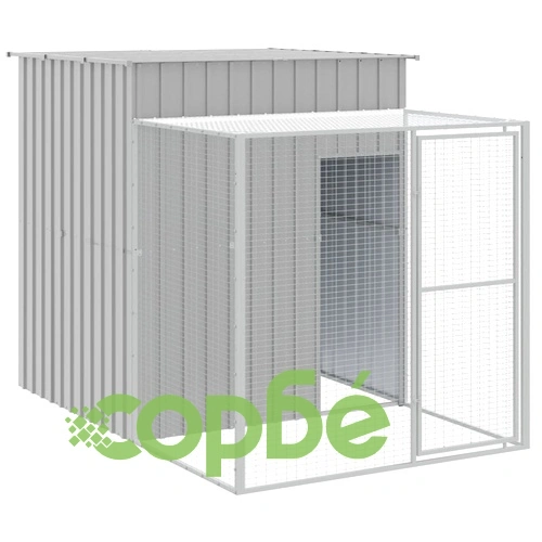 Клетка за пилета с волиера, светлосива, 165x1271x181 см стомана ➤ топ цена ➤ sorbe.bg