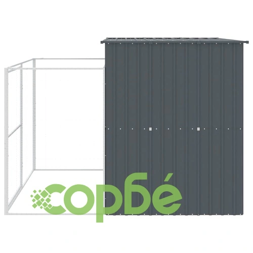 Кучешка къща с волиера, антрацит, 214x253x181 см, стомана ➤ топ цена ➤ sorbe.bg