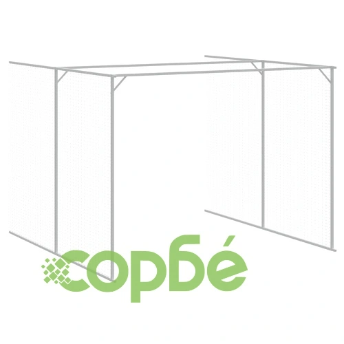 Кучешка къща с волиера, 214x661x181 см, поцинкована стомана ➤ топ цена ➤ sorbe.bg