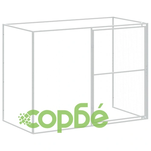 Кучешка къща с волиера, 214x661x181 см, поцинкована стомана ➤ топ цена ➤ sorbe.bg