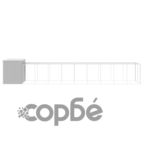 Кучешка къща с волиера, 214x1069x181 см, поцинкована стомана ➤ топ цена ➤ sorbe.bg