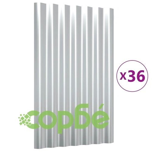 Панели покрив 36 бр поцинкована стомана сребрист 60х36 см ➤ топ цена ➤ sorbe.bg