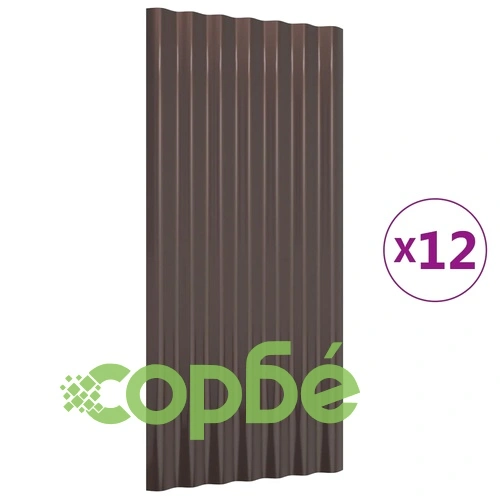 Покривни панели 12 бр поцинкована стомана кафяви 80x36 см ➤ топ цена ➤ sorbe.bg