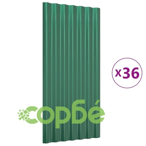 Покривни панели 36 бр поцинкована стомана зелени 80х36 см ➤ топ цена ➤ sorbe.bg
