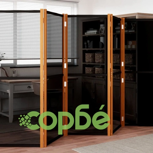 Параван за стая, 5 панела, черен, 350x180 cм ➤ топ цена ➤ sorbe.bg