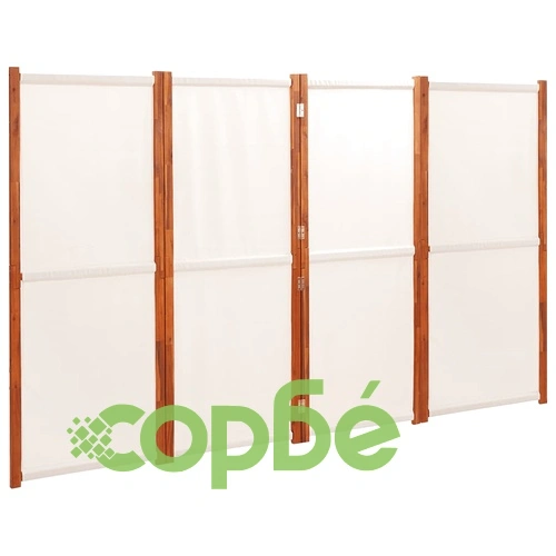 Параван за стая, 4 панела, кремавобял, 280x180 cм ➤ топ цена ➤ sorbe.bg