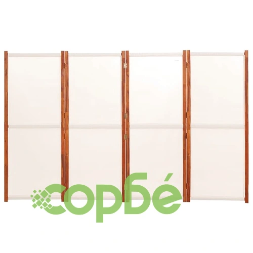 Параван за стая, 4 панела, кремавобял, 280x180 cм ➤ топ цена ➤ sorbe.bg