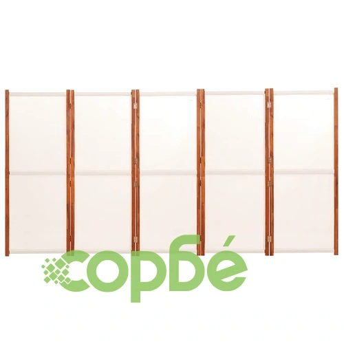 Параван за стая, 5 панела, кремавобял, 350x180 cм ➤ топ цена ➤ sorbe.bg