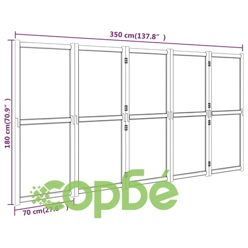 Параван за стая, 5 панела, кремавобял, 350x180 cм ➤ топ цена ➤ sorbe.bg