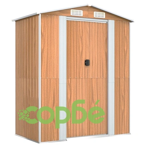Градински навес светлокафяв 192x108x223 см поцинкована стомана ➤ топ цена ➤ sorbe.bg