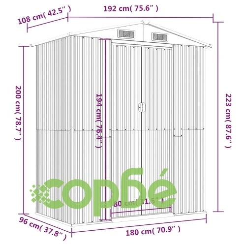 Градински навес светлокафяв 192x108x223 см поцинкована стомана ➤ топ цена ➤ sorbe.bg