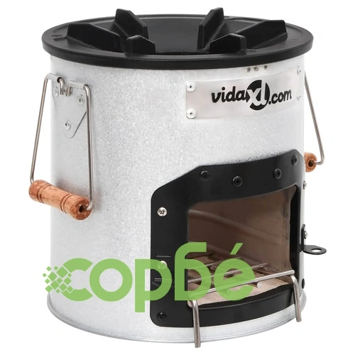 Къмпинг печка на дърва, сребриста, 45x25x26 см стомана ➤ топ цена ➤ sorbe.bg