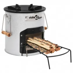 Къмпинг печка на дърва, сребриста, 45x25x26 см стомана