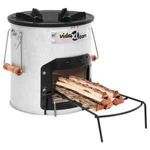 Къмпинг печка на дърва, сребриста, 45x25x26 см стомана
