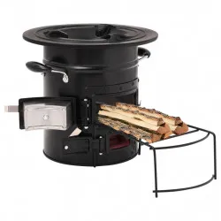 Къмпинг печка на дърва, черна, 50x33,5x30,5 см, стомана